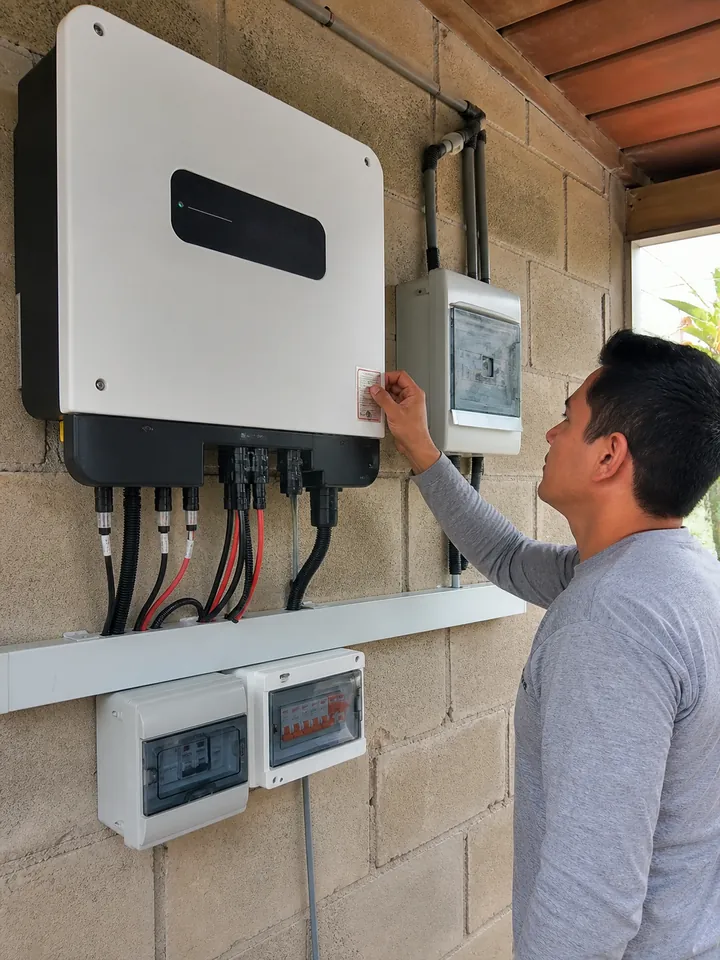 Inversor de sistema solar fotovoltaico instalado